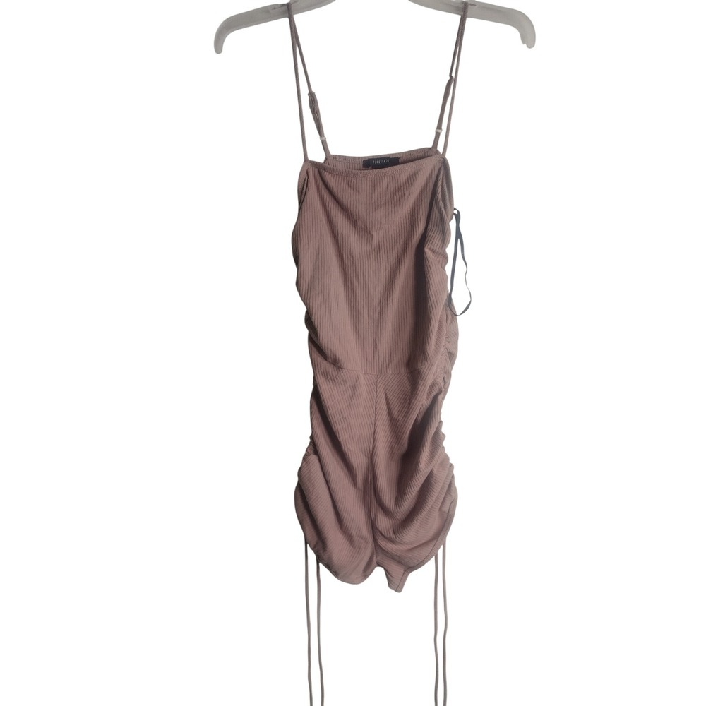 Forever 21 Mauve Ribbed Ruched Drawstring Bodycon Mini Dress Medium